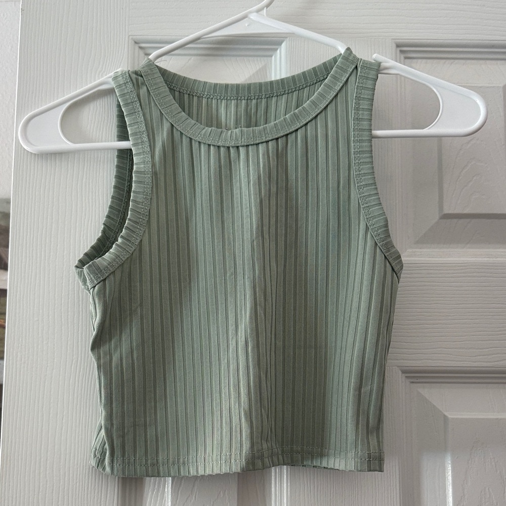 SHEIN Sage Ribbed Tank Top